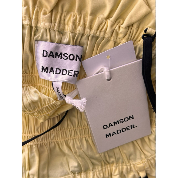 Damson Madder Bea Yellow Black Women's Bow Cami Peplum Organic Cotton UK 12 US 8 - Picture 11 of 13